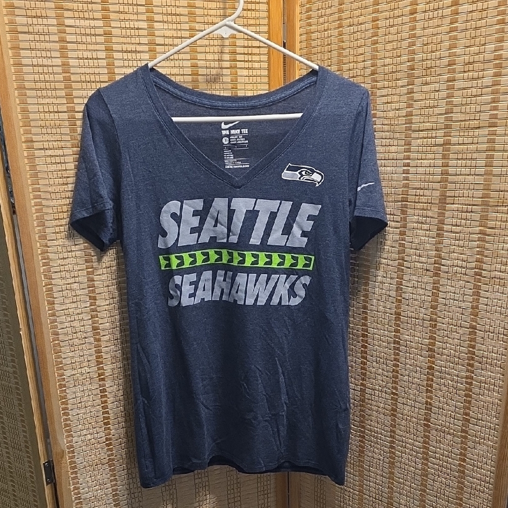 Womens Nike Navy Seattle Seahawks V-Neck Tee